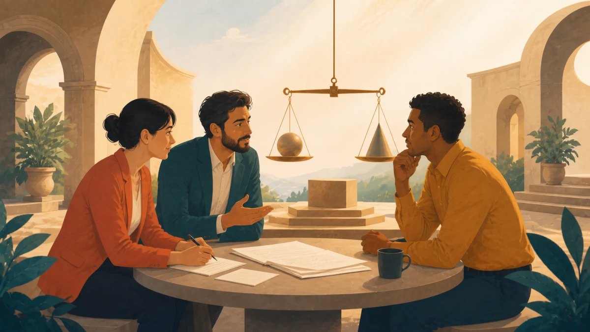 A lawyer weighs three different levels of commitment before signing a contract clause