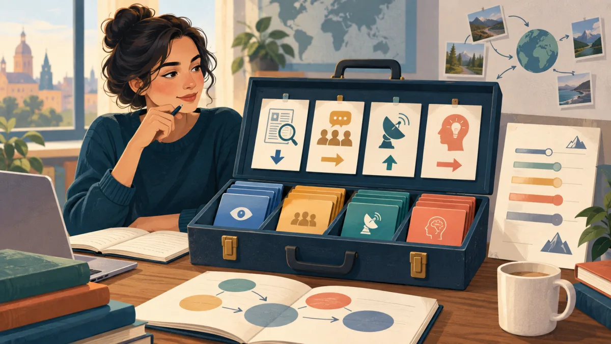 A learner organizes topic-specific objects into a compact vocabulary toolkit