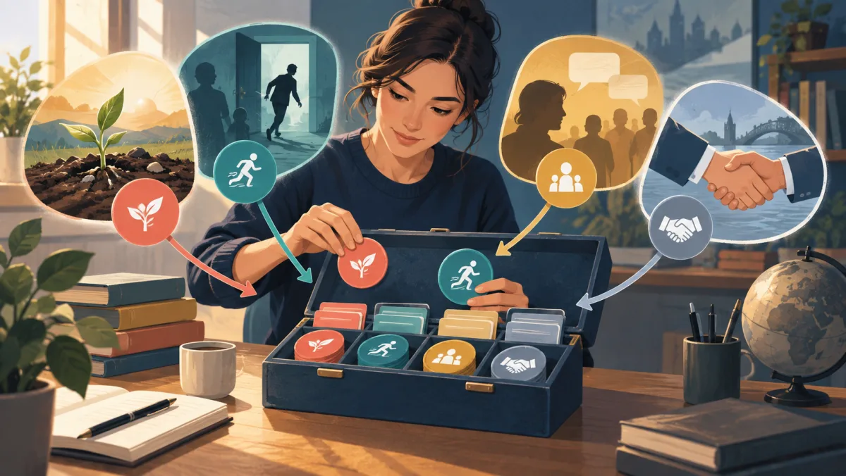 A learner organizes topic-specific objects into a compact vocabulary toolkit