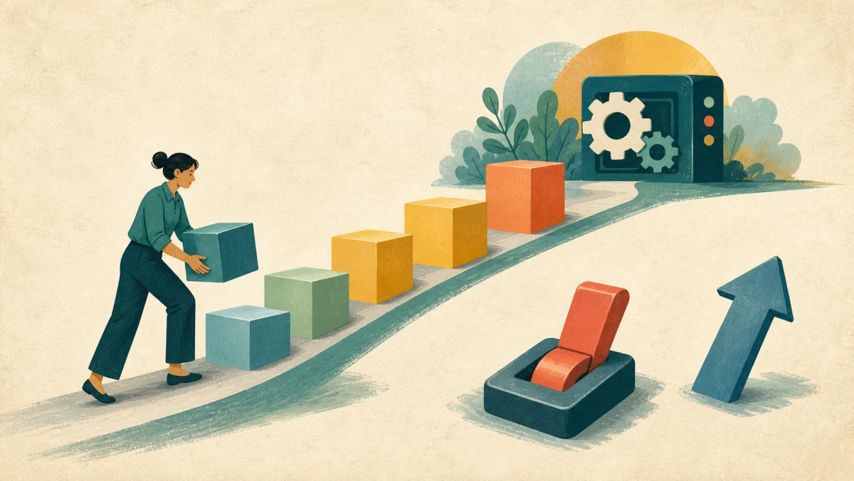 Professional adds capacity blocks gradually along a rising project path