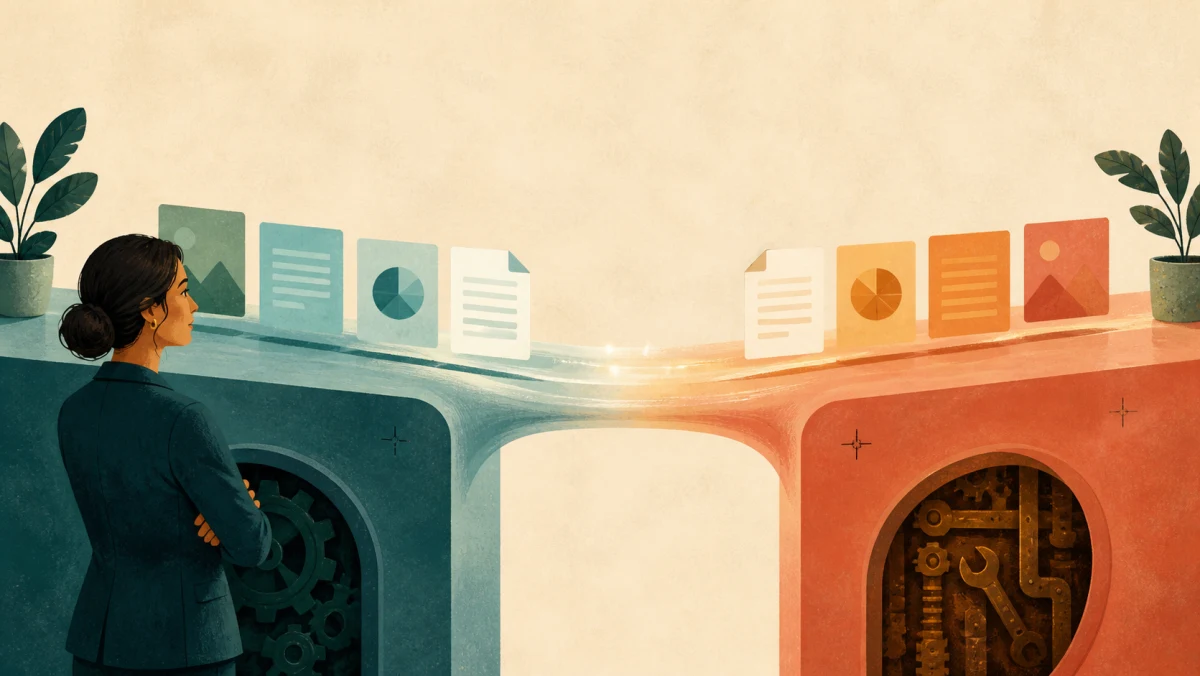 Work transfers smoothly between two systems while maintenance remains hidden below