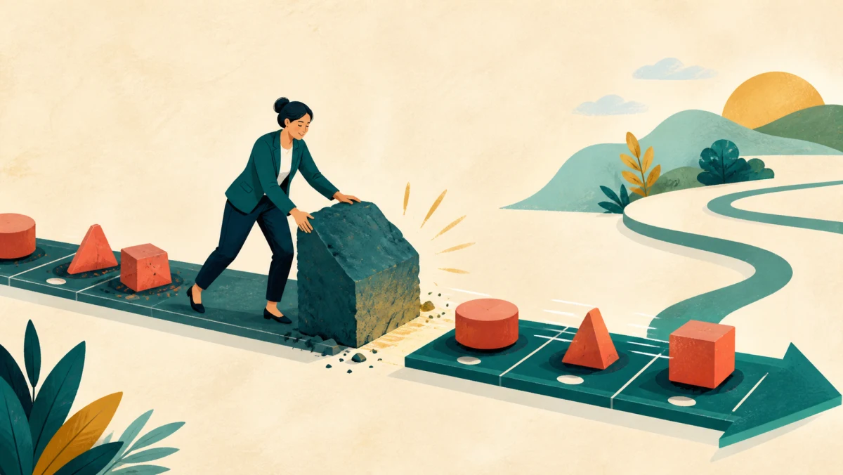Professional removes one obstacle so unfinished work can continue along the path