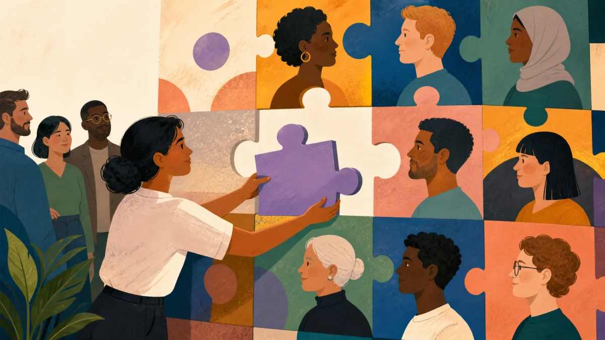 A candidate adding a distinct puzzle piece to a varied mosaic of team members
