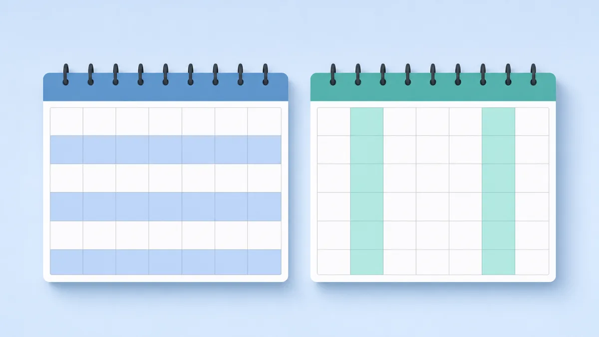 Calendars comparing alternating whole weeks with two selected days in every week