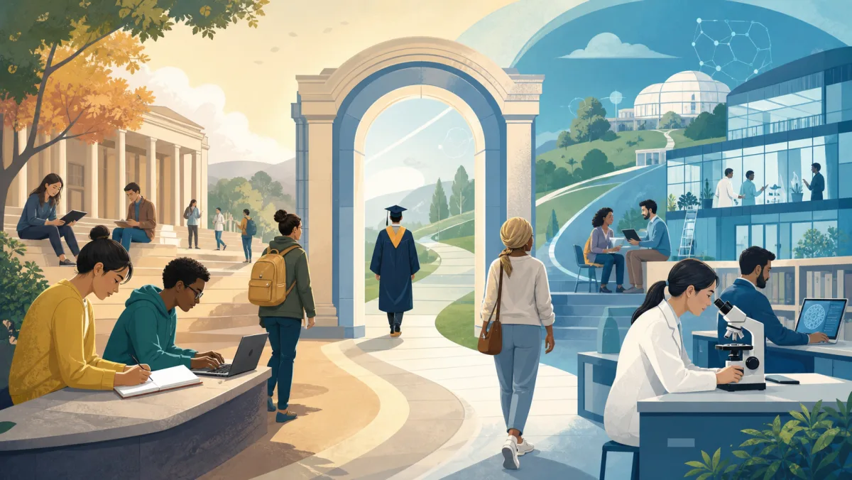 Learners moving from undergraduate study through graduation into advanced research