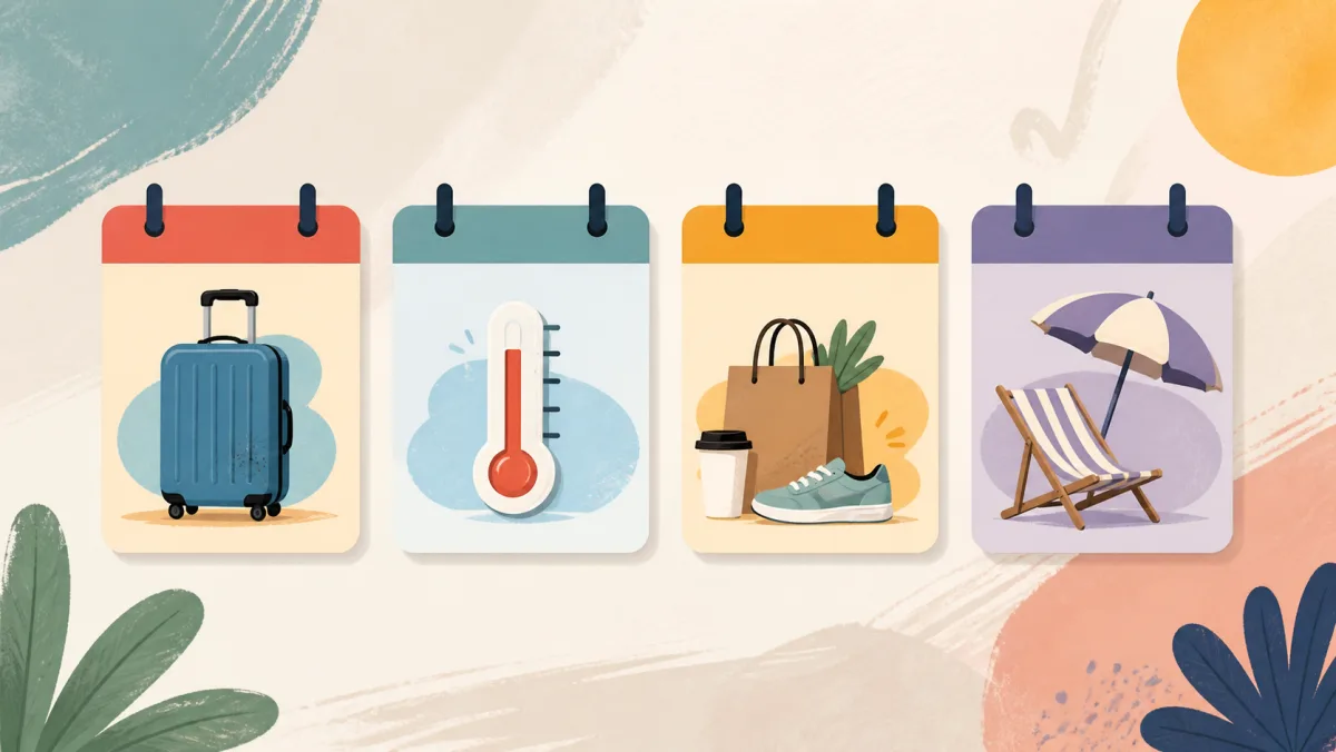 Four calendar tiles using icons for vacation, illness, personal errands, and general time off