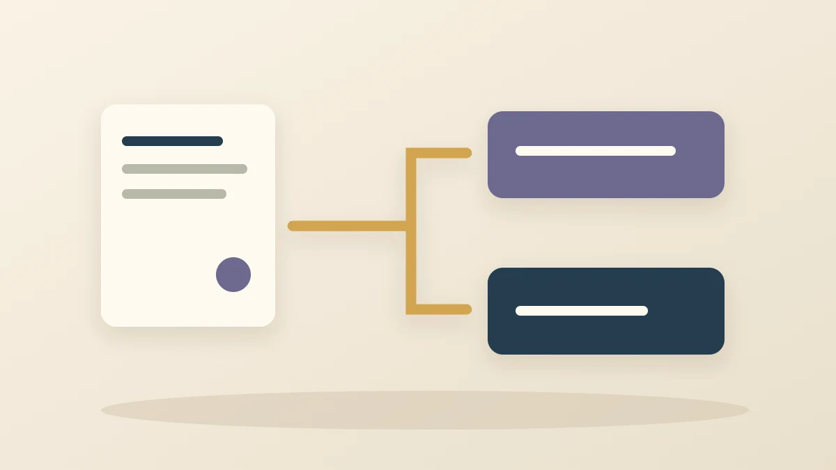 Abstract cards showing a sequence, a highlighted detail, and a clear connection