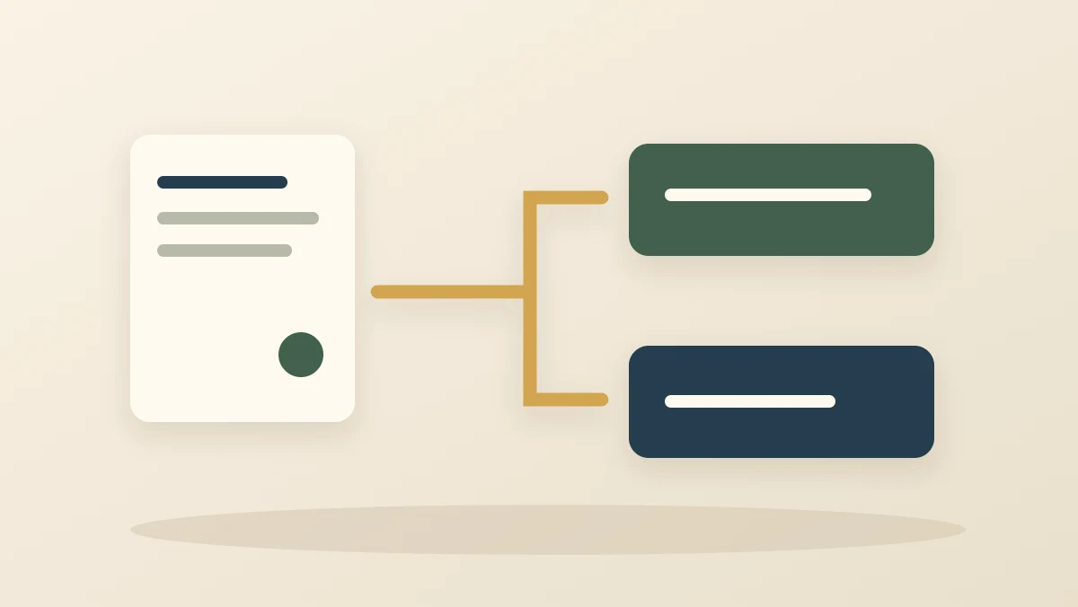 Abstract cards showing a sequence, a highlighted detail, and a clear connection