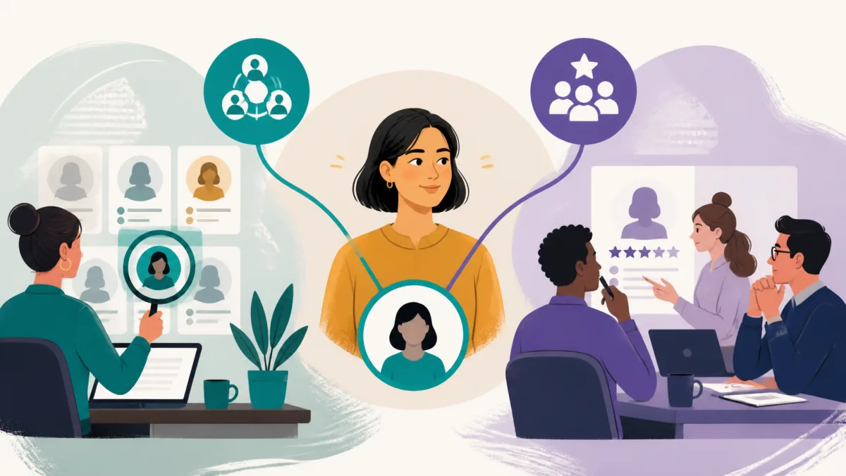 A candidate connected to separate sourcing and team-evaluation roles