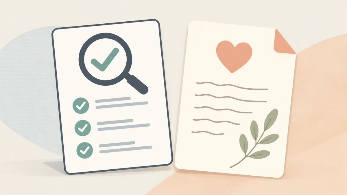 A factual verification checklist beside a supportive recommendation letter