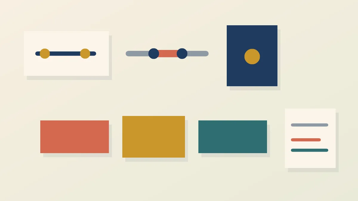 A rough price range, a short adjustable slider, an anchored term block, two positions joined by a central bridge, and a revised statement card