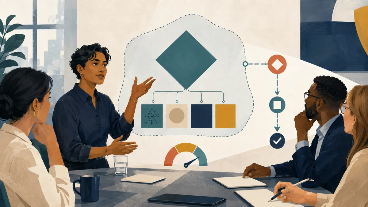 A professional supports a clear meeting point with evidence, a visible limit, calibrated certainty, and a next-step test.