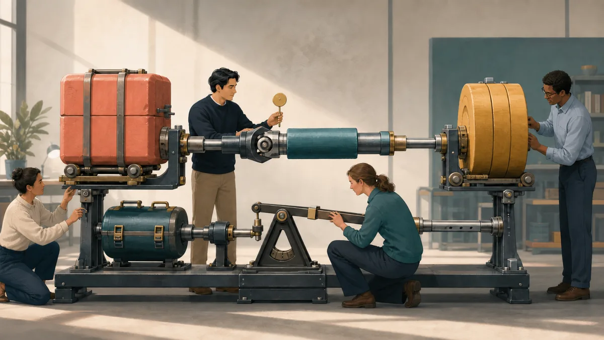 Four professionals tune an integrated load rig with containment, counterweight, backup, trade-off, flexibility, and attention mechanisms.