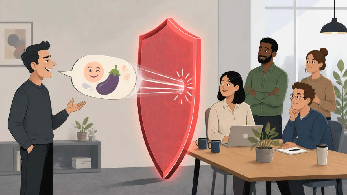A boundary shield stops an inappropriate innuendo from reaching coworkers