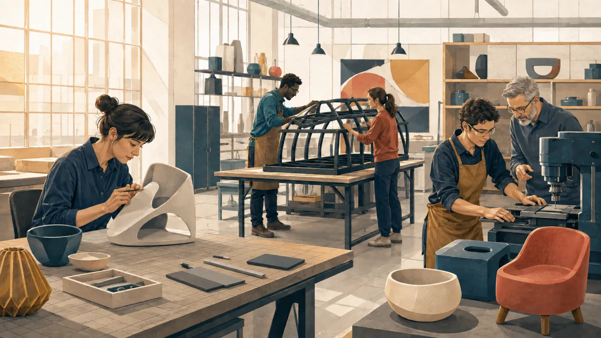 Professionals create, assemble, and refine strong prototypes in a flourishing shared studio