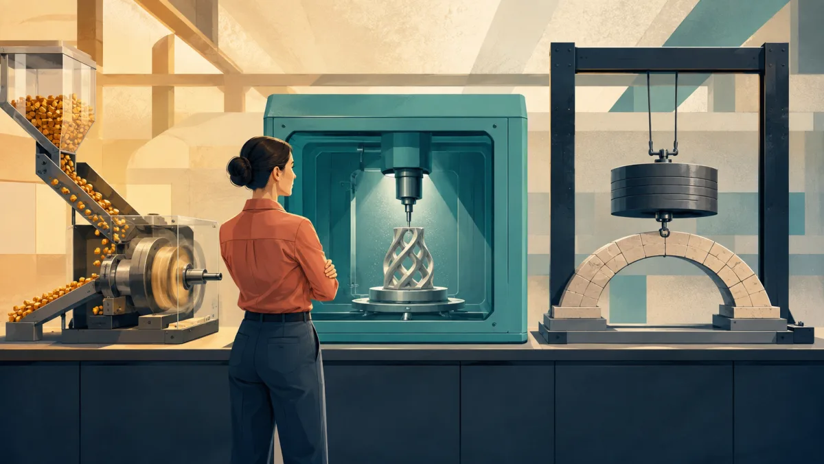 A technician observes a fueled mechanism, a protected work chamber, and an arch under load