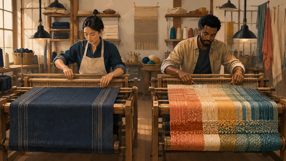 Two textile makers weave equally successful fabrics with restrained and expressive patterns