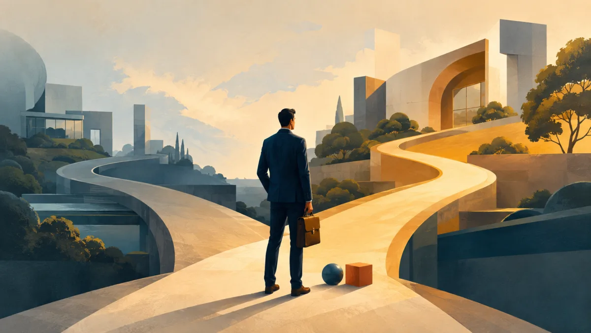 A professional chooses one valuable path while another worthwhile route remains behind