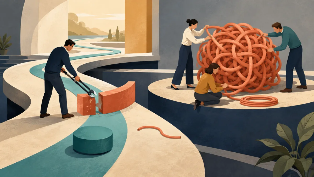 Clearing one project barrier contrasts with a team fully untangling a complex issue