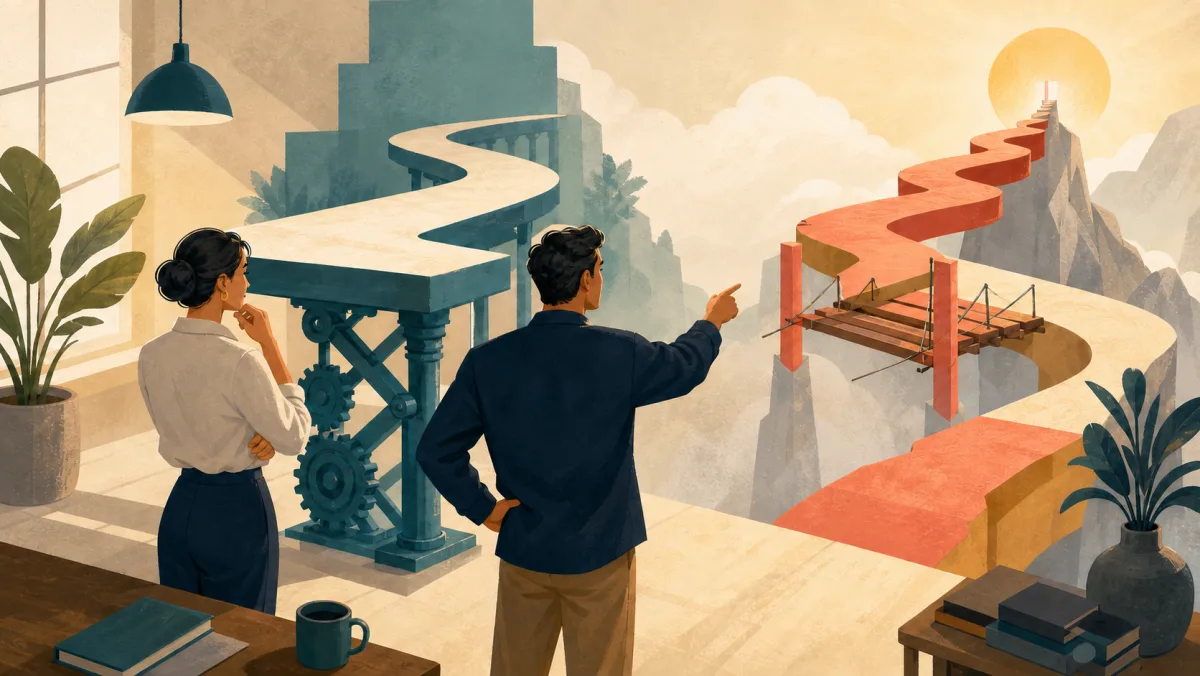 A supported platform represents a present advantage beside an unfinished bridge leading toward possible future upside