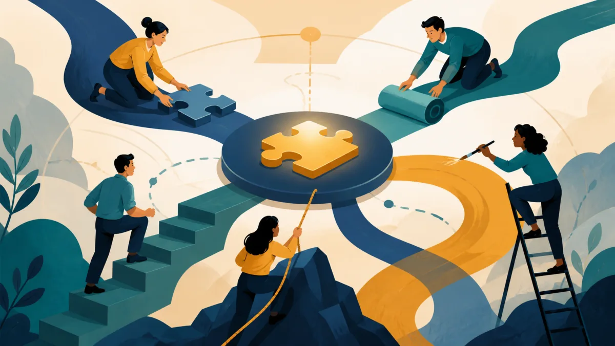 Coworkers use different practical routes and tools to complete one shared goal